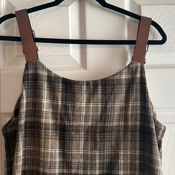 Plaid Sleeveless Dress with Brown Straps - Picture 11 of 13
